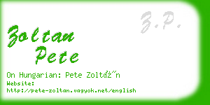 zoltan pete business card